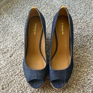 Coach denim wedges. Women’s size 8.